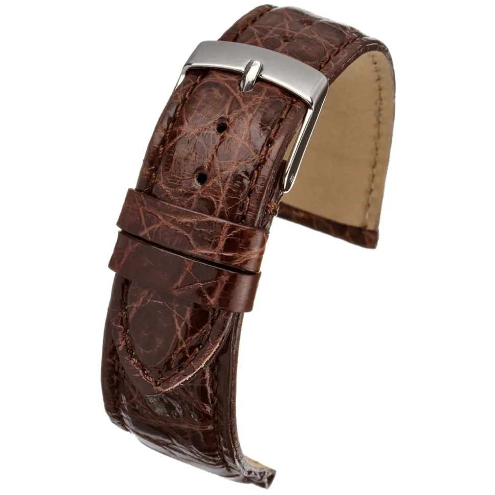 MILANO Mid Brown Italian Made Genuine Crocodile Watch Strap W678