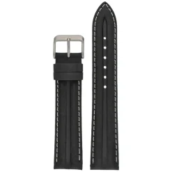 MILES Black Leather Double Ridge Profile Watch Strap WR915