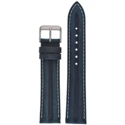 MILES Blue Leather Double Ridge Profile Watch Strap WR913