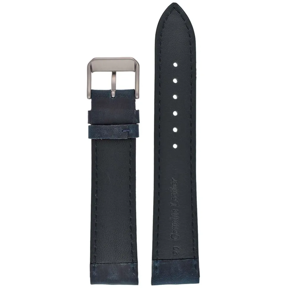MILES Blue Leather Double Ridge Profile Watch Strap WR913