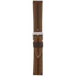 MILES Brown Leather Double Ridge Profile Watch Strap WR916