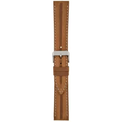 MILES Tan Leather Double Ridge Profile Watch Strap WR917