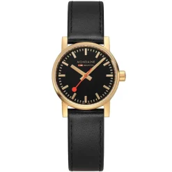 MONDAINE – Evo2 30mm Gold Plated Black Strap MSE.30120.LB