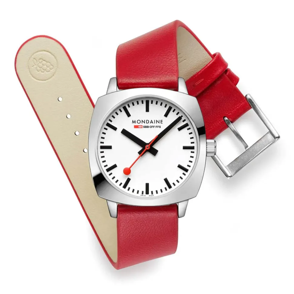 Mondaine | Petite Cushion 31mm Red Vegan Leather | MSL.31110.LCV