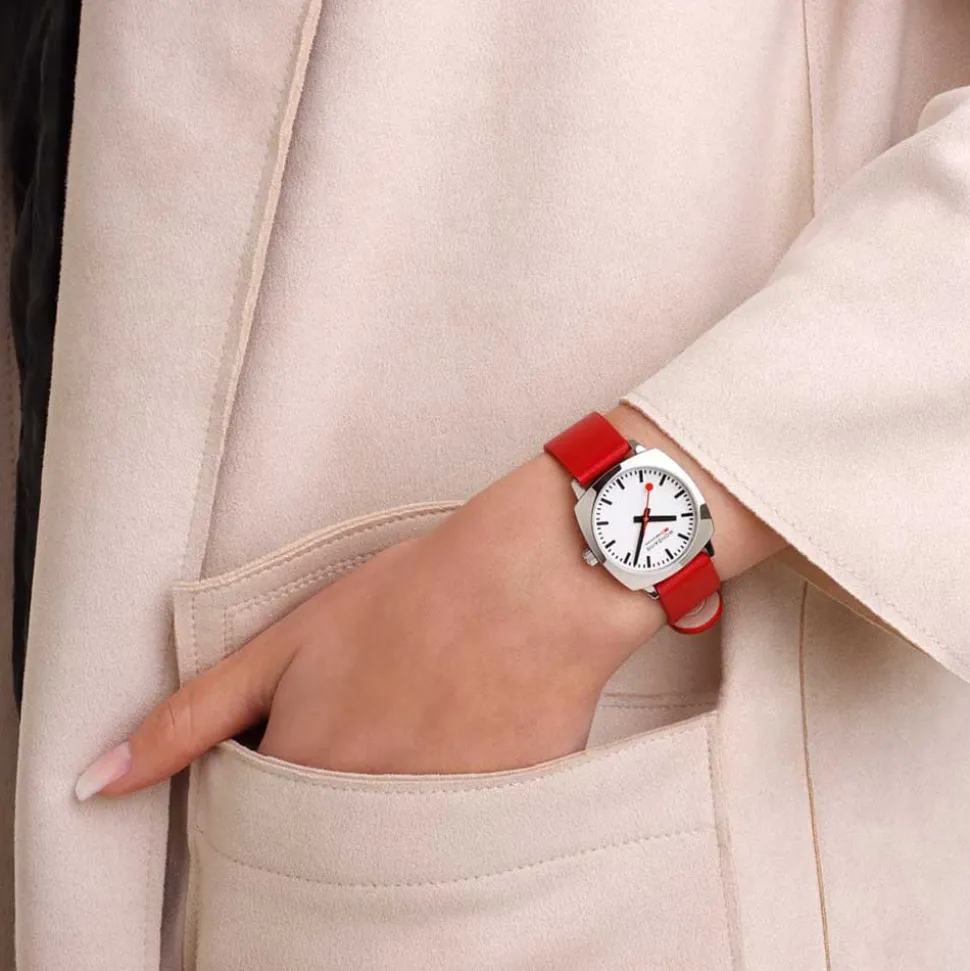 Mondaine | Petite Cushion 31mm Red Vegan Leather | MSL.31110.LCV