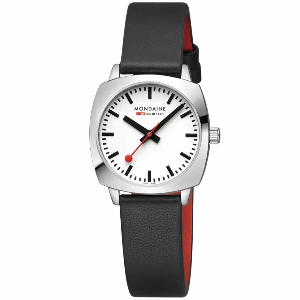 Mondaine | Petite Cushion 31mm Black Vegan Leather | MSL.31110.LBV