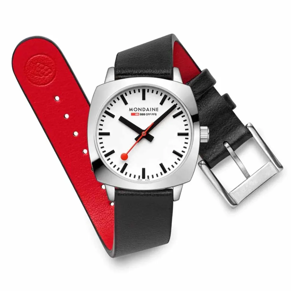 Mondaine | Petite Cushion 31mm Black Vegan Leather | MSL.31110.LBV