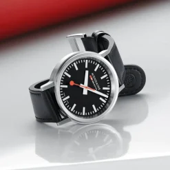 Mondaine | Stop2Go 41mm Black Dial Vegan Strap | MST.41020.LBV.2SE