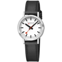 Mondaine | Stop2Go 34mm White Dial Black Strap | MST.3401B.LBV.SET