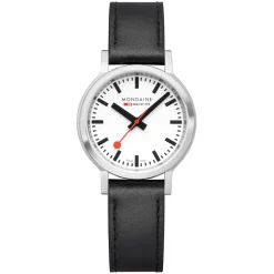 Mondaine | Stop2Go 34mm White Dial Black Strap | MST.3401B.LBV.SET