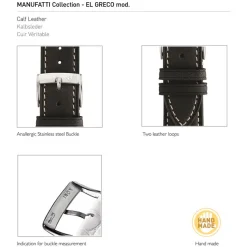 Morellato | El Greco Black Handmade Rustic Calfskin Strap | A01X5439B71019