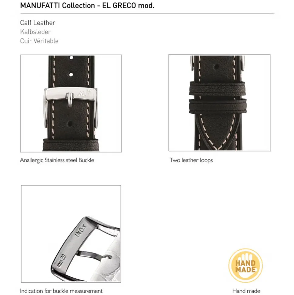 Morellato | El Greco Black Handmade Rustic Calfskin Strap | A01X5439B71019