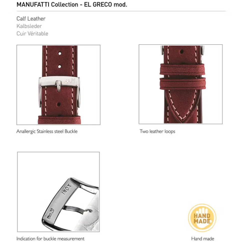 Morellato | El Greco Burgundy Handmade Rustic Calfskin Strap | A01X5439B71081
