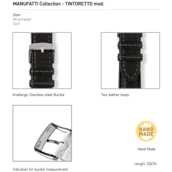 Morellato | Tintoretto Black Handmade Deer Leather Strap | A01U3221767019