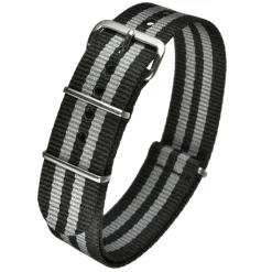 NATO Black and Grey Striped Nylon Watch Strap MOD5