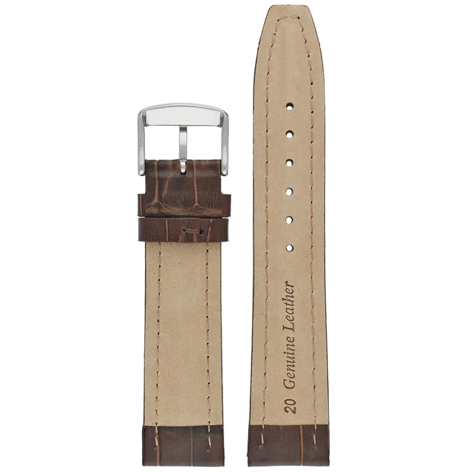 Newton | Brown Matt Alligator Grain Padded Strap | WH875