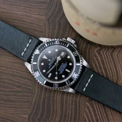 Norton | Handmade Cross Stitch Black Leather Strap | TS.CS.BLK