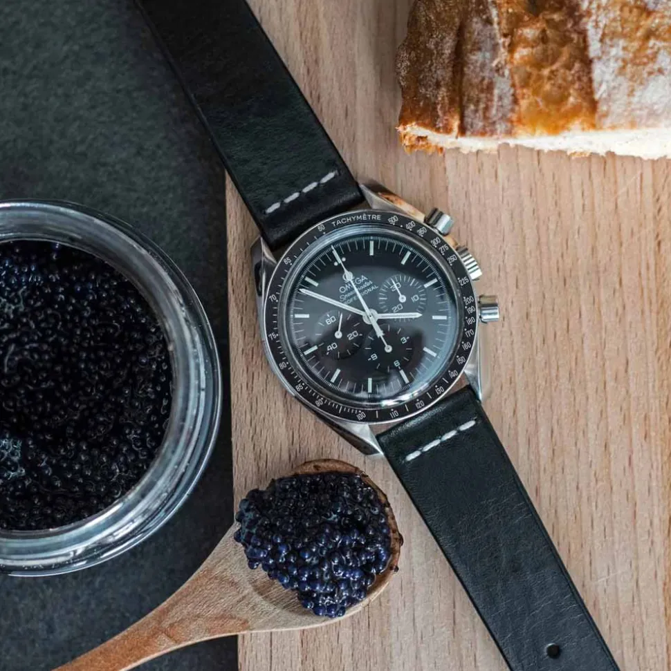 Norton | Handmade Cross Stitch Black Leather Strap | TS.CS.BLK