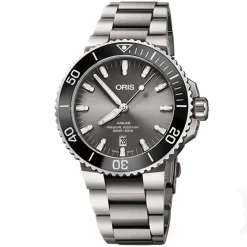 ORIS – Aquis Titanium Date Grey Dial Watch 01 733 7730 7153-07 8 24 15PEB