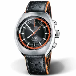 Oris | Black & Orange Chronoris Leather Strap 20mm model 7564 | 07 5 20 62NB