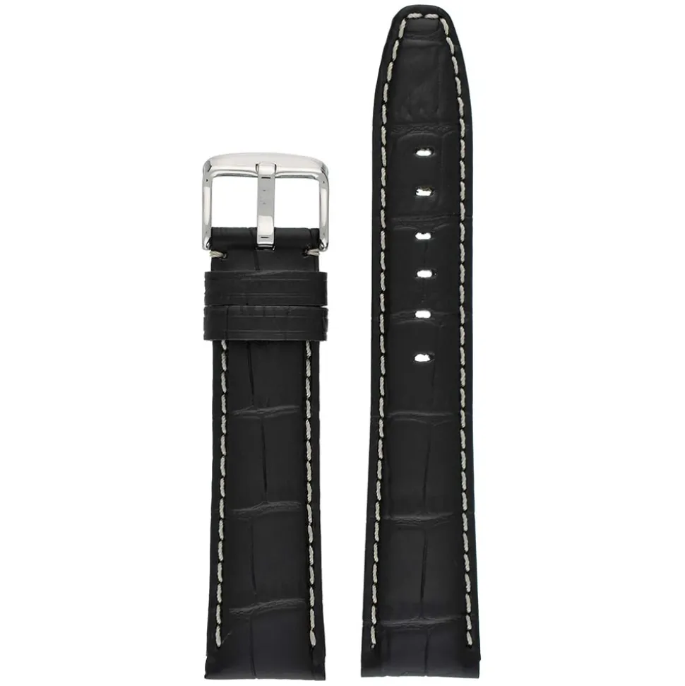OXFORD Black Alligator Grain Leather Watch Strap WH600