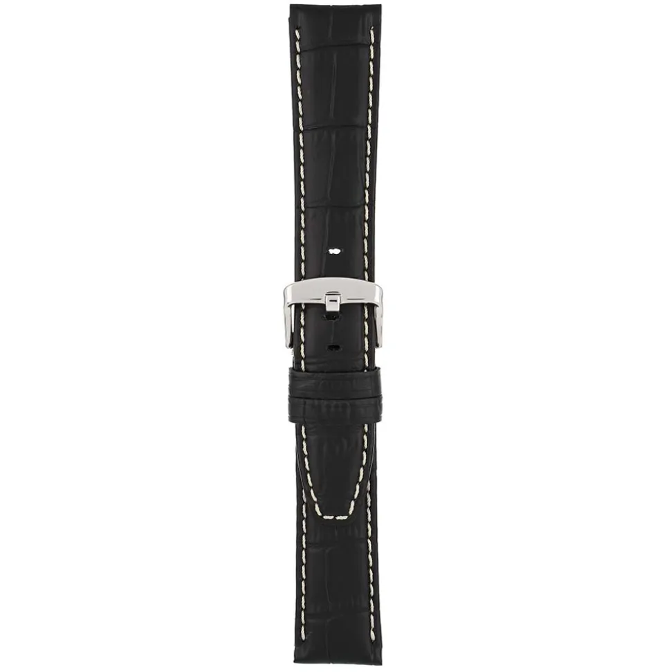 OXFORD Black Alligator Grain Leather Watch Strap WH600