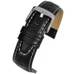 OXFORD Black Alligator Grain Leather Watch Strap WH600