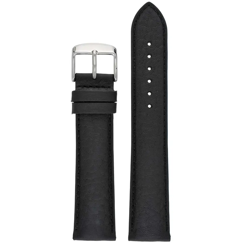 PRESTON Black Vintage Style Leather Padded Watch Strap WH900