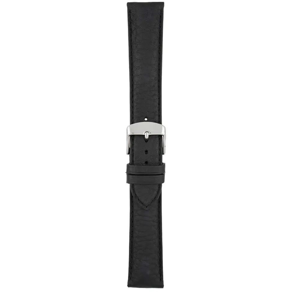 PRESTON Black Vintage Style Leather Padded Watch Strap WH900
