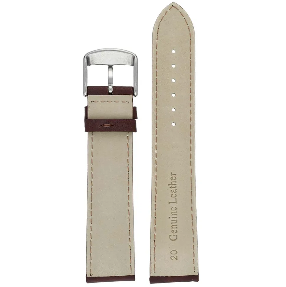 PRESTON Brown Vintage Style Leather Padded Watch Strap WH901