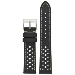 RACING Black Perforated Italian Leather Quick Release Watch Strap WR100