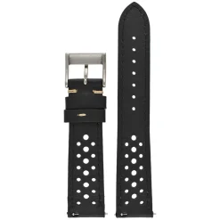RACING Black Perforated Italian Leather Quick Release Watch Strap WR100