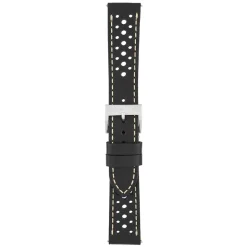 RACING Black Perforated Italian Leather Quick Release Watch Strap WR100