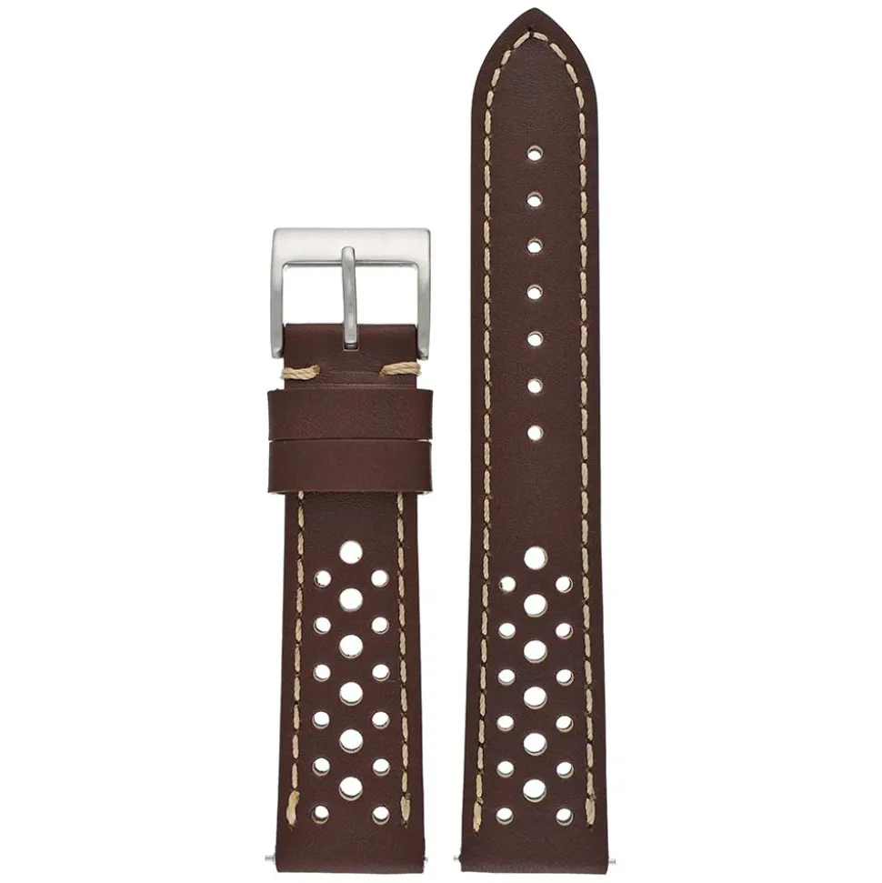 RACING Brown Perforated Italian Leather Quick Release Watch Strap WR105