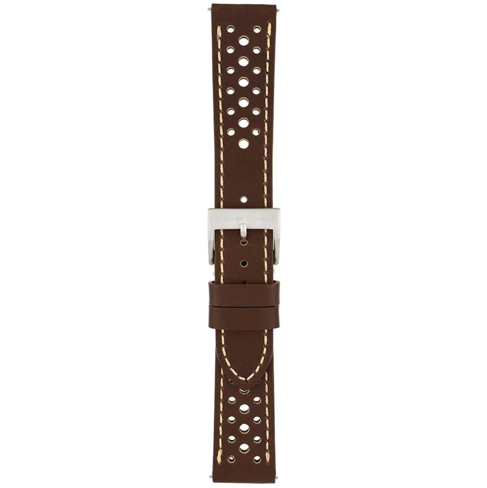 RACING Brown Perforated Italian Leather Quick Release Watch Strap WR105