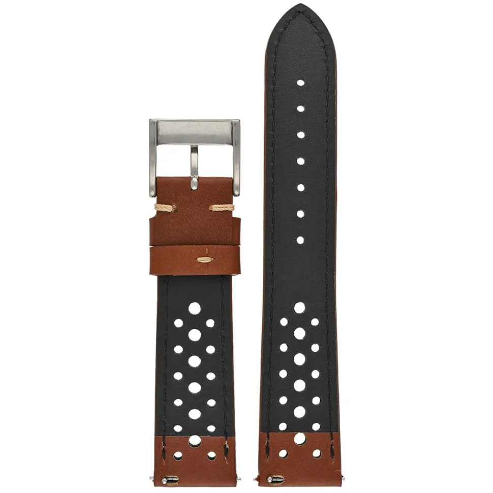 RACING Tan Perforated Italian Leather Quick Release Watch Strap WR101