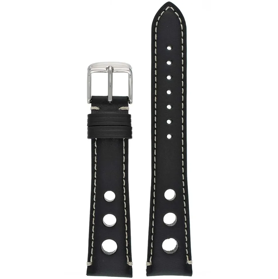 RALLY Black Rally Style Leather Watch Strap WH620