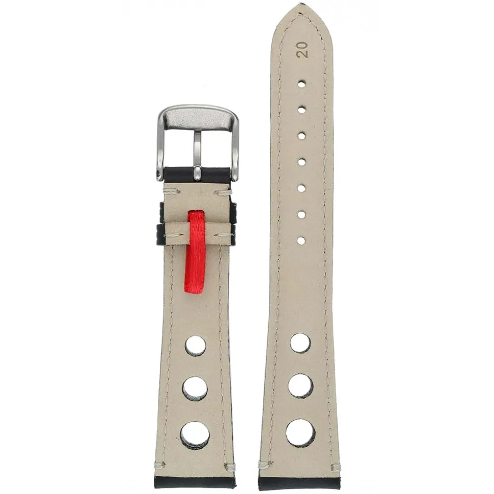 RALLY Black Rally Style Leather Watch Strap WH620