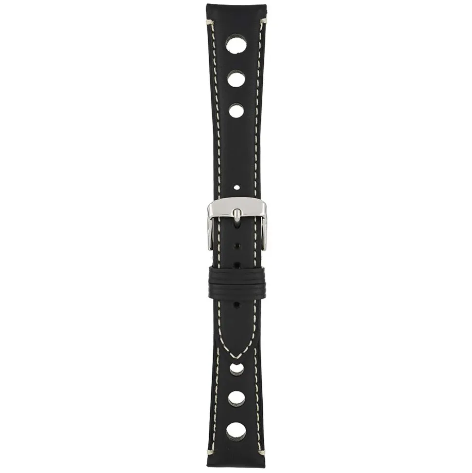 RALLY Black Rally Style Leather Watch Strap WH620
