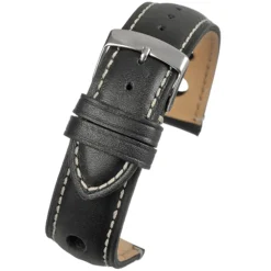 RALLY Black Rally Style Leather Watch Strap WH620