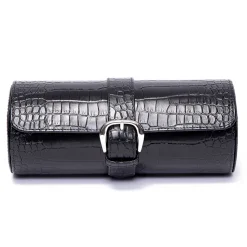 RAPPORT – Brompton Three Watch Travel Roll in Black Leather D164