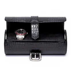 RAPPORT – Brompton Three Watch Travel Roll in Black Leather D164