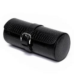 RAPPORT – Brompton Three Watch Travel Roll in Black Leather D164