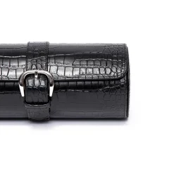 RAPPORT – Brompton Three Watch Travel Roll in Black Leather D164