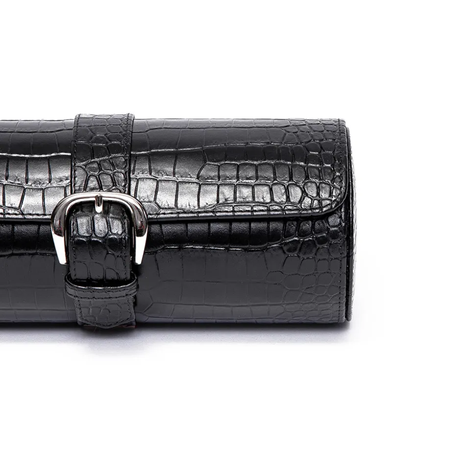 RAPPORT – Brompton Three Watch Travel Roll in Black Leather D164