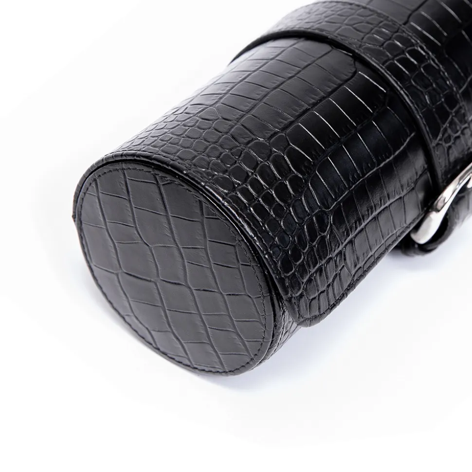 RAPPORT – Brompton Three Watch Travel Roll in Black Leather D164