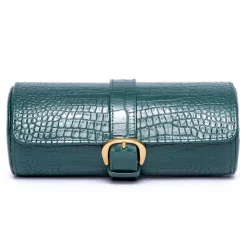 RAPPORT – Brompton Three Watch Travel Roll in Green Leather D168