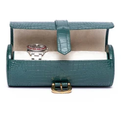 RAPPORT – Brompton Three Watch Travel Roll in Green Leather D168
