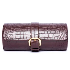 RAPPORT – Brompton Three Watch Travel Roll in Brown Leather D165