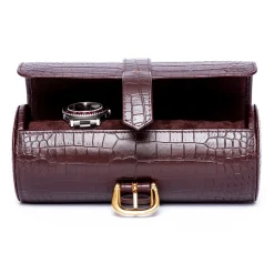 RAPPORT – Brompton Three Watch Travel Roll in Brown Leather D165